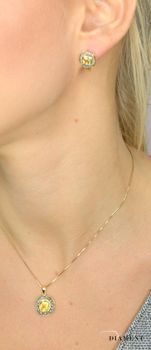 Złote kolczyki DIAMENT cytryn, diamenty E 1348CTCH. Złote kolczyki z cytrynem i diamentami. Kolczyki ze złota próby 585 z cytrynem (4).JPG